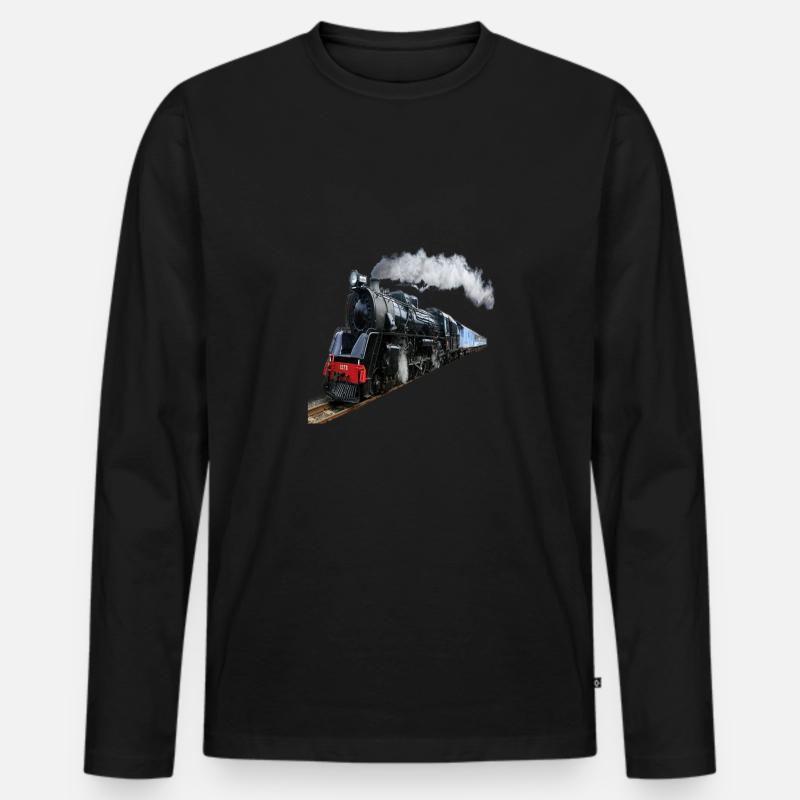 (Zug) - Männer Premium Bio Langarmshirt - Schwarz