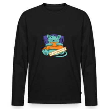 Cat Sleeping Cat Nap Pet Bed - Men's Premium Organic Long Sleeve Shirt - black - Front - Nico (187cm)