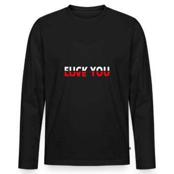 Fuck You Love You - T-shirt manches longues Premium bio Homme - noir - Devant - Nico (187cm)