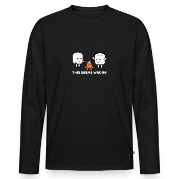 Funny Camping Marshmallow Shirt Gift - Men's Premium Organic Long Sleeve Shirt - black - Front - Nico (187cm)