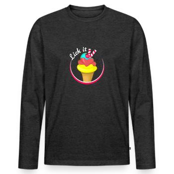 Lecken - Männer Premium Bio Langarmshirt - Anthrazit meliert - Vorne - Nico (187cm)