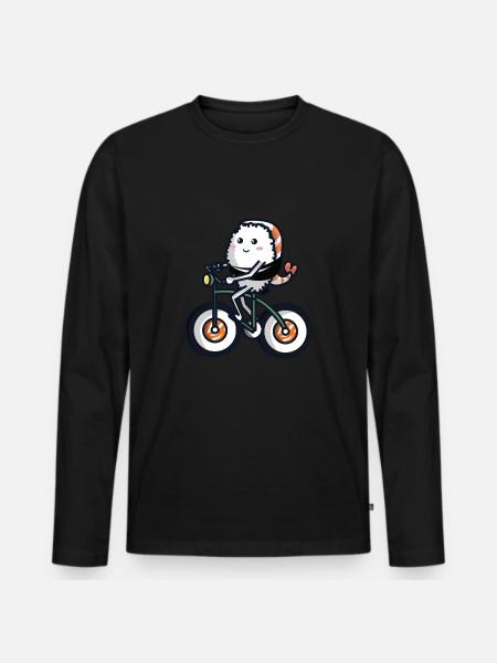 Sushi on a bicycle - Men's Premium Organic Long Sleeve Shirt - black