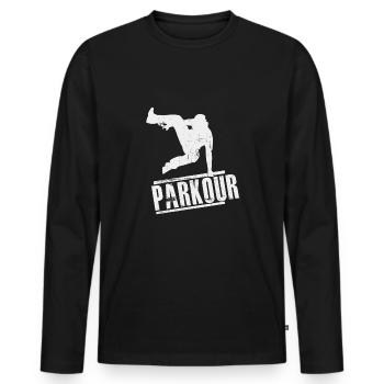 parkour - T-shirt manches longues Premium bio Homme - noir - Devant - Nico (187cm)