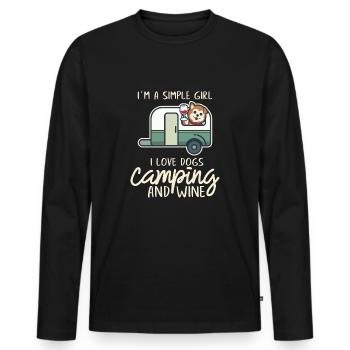 Je suis une fille simple J'aime les chiens, le camping et le vin - T-shirt manches longues Premium bio Homme - noir - Devant - Nico (187cm)