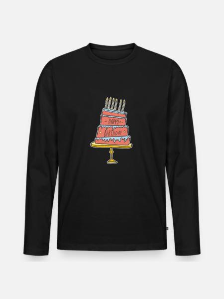 Birthday Cake T-Shirt - Men's Premium Organic Long Sleeve Shirt - black