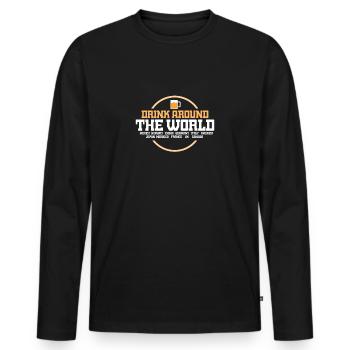 Boire: boire autour du monde - T-shirt manches longues Premium bio Homme - noir - Devant - Nico (187cm)