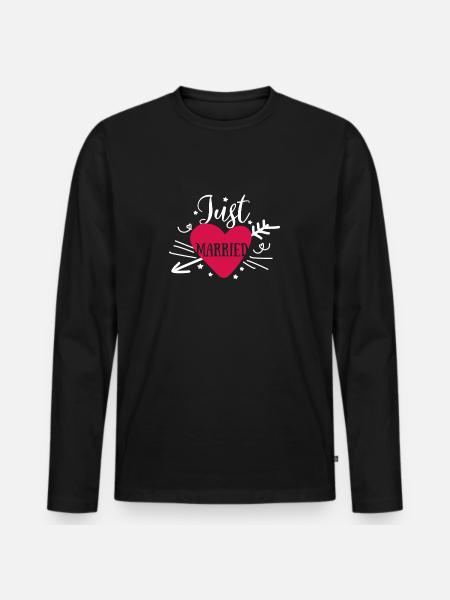 Just Married - Just Married Wedding - Men's Premium Organic Long Sleeve Shirt - black