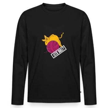 Chat animal de compagnie permet de rouler la boule de laine - T-shirt manches longues Premium bio Homme - noir - Devant - Nico (187cm)
