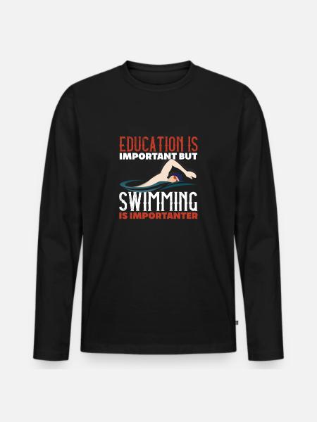 Swimming is Important - Männer Premium Bio Langarmshirt - Schwarz