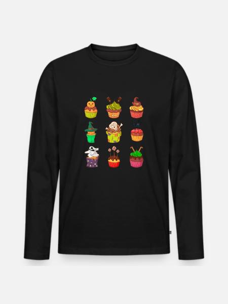 Gâteau au muffin Halloween - T-shirt manches longues Premium bio Homme - noir