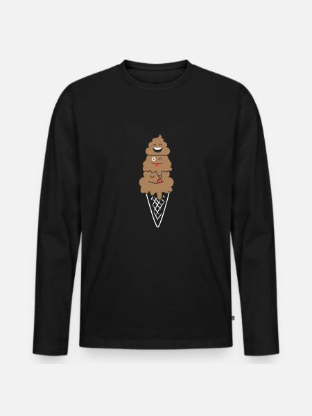 Sjov emoticon-is-bæsjegave - Premium økologisk langærmet T-shirt til mænd - sort