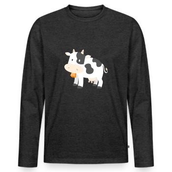 Bande dessinée vache fermier fermier cadeau dessin animé - T-shirt manches longues Premium bio Homme - anthracite chiné - Devant - Nico (187cm)