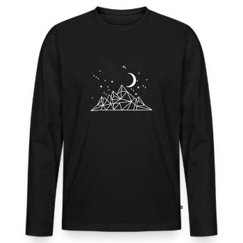 Randonneur étoile de montagne ciel étoilé lune lune croissant - T-shirt manches longues Premium bio Homme - noir - Devant - Nico (187cm)