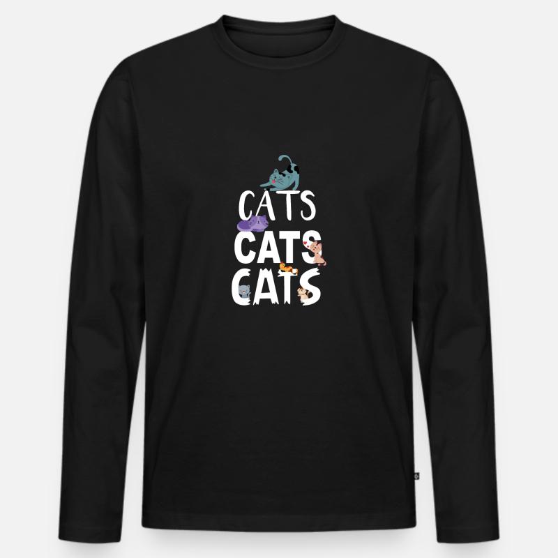 Katze - Männer Premium Bio Langarmshirt - Schwarz