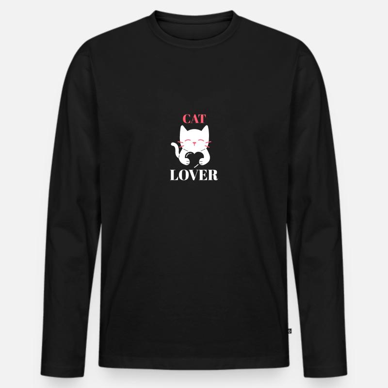 Katze - Männer Premium Bio Langarmshirt - Schwarz