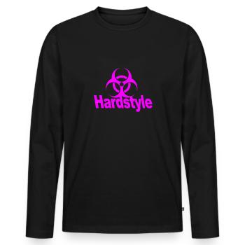 Hardstyle Biohazard Techno Shirt Frauen - Männer Premium Bio Langarmshirt - Schwarz - Vorne - Nico (187cm)