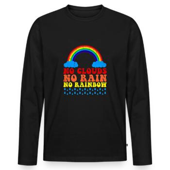 Pas de nuages, pas de pluie, pas d'arc-en-ciel - T-shirt manches longues Premium bio Homme - noir - Devant - Nico (187cm)