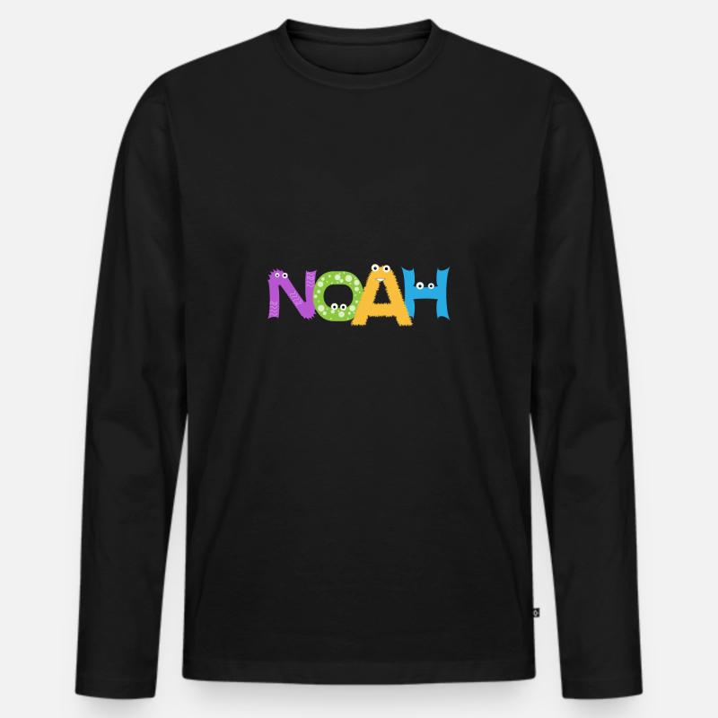 Noah - Männer Premium Bio Langarmshirt - Schwarz