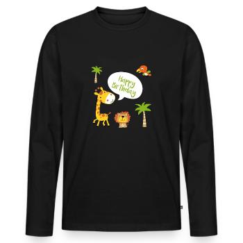 Joyeux anniversaire joyeux anniversaire - T-shirt manches longues Premium bio Homme - noir - Devant - Nico (187cm)