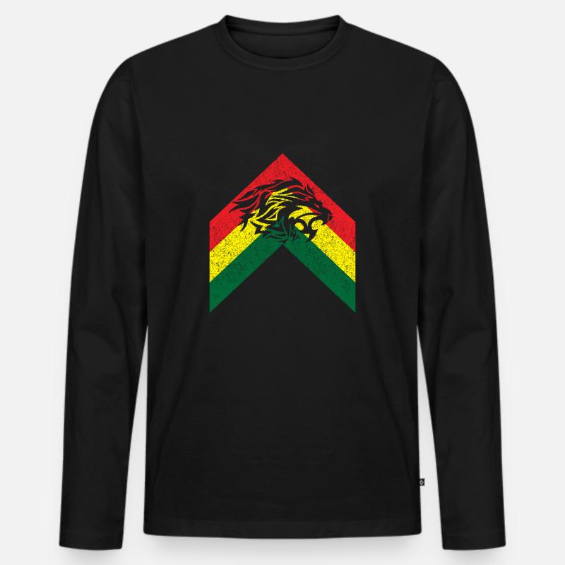 Löwe - Männer Premium Bio Langarmshirt - Schwarz