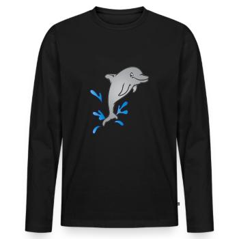 Dauphin des dauphins saute hors de l'eau - T-shirt manches longues Premium bio Homme - noir - Devant - Nico (187cm)