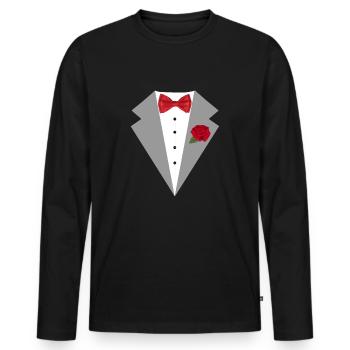 wedding - Men's Premium Organic Long Sleeve Shirt - black - Front - Nico (187cm)