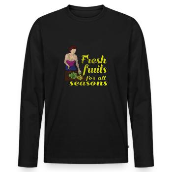 Frische Früchte - Männer Premium Bio Langarmshirt - Schwarz - Vorne - Nico (187cm)