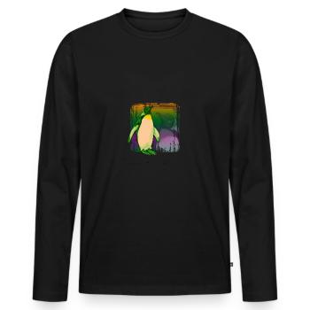 Pingouin Oiseau Marin Cadeau Pôle Sud - T-shirt manches longues Premium bio Homme - noir - Devant - Nico (187cm)