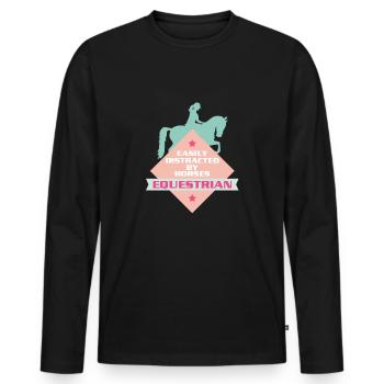 Horse riding Horse riding Horse saying Funny sayings - Men's Premium Organic Long Sleeve Shirt - black - Front - Nico (187cm)
