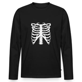 Costume Squelette Thorax Halloween - T-shirt manches longues Premium bio Homme - noir - Devant - Nico (187cm)