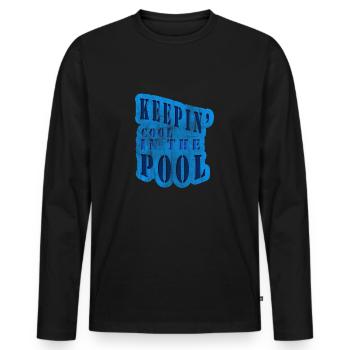 Cool im Pool - Männer Premium Bio Langarmshirt - Schwarz - Vorne - Nico (187cm)
