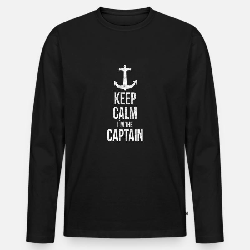 Kapitän Seemann Geschenk Schiff Boot Spruch - Männer Premium Bio Langarmshirt - Schwarz