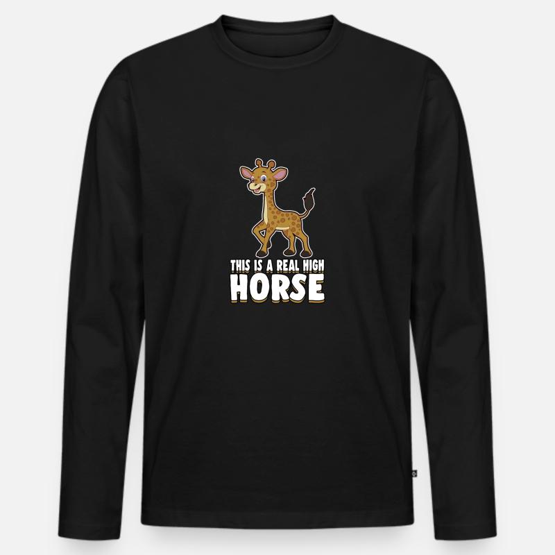 Giraffe - Männer Premium Bio Langarmshirt - Schwarz