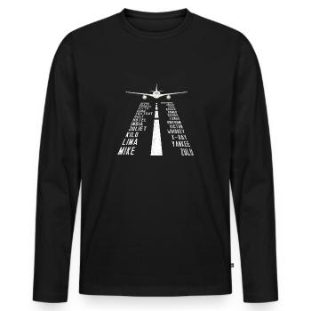 Alphabet d'avion pilote - T-shirt manches longues Premium bio Homme - noir - Devant - Nico (187cm)