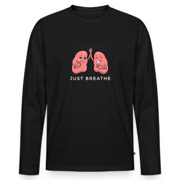 Longen Longen Anatomie Ademhaling Ademhaling - Mannen Premium Bio shirt met lange mouwen - zwart - Voor - Nico (187cm)