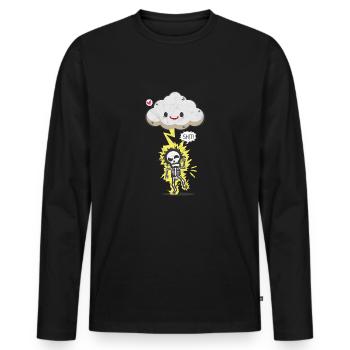 Blitzschlag Geschenk Unwetter Gewitter Comic Party - Männer Premium Bio Langarmshirt - Schwarz - Vorne - Nico (187cm)