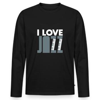 I love jazz piano kids gift christmas - Men's Premium Organic Long Sleeve Shirt - black - Front - Nico (187cm)