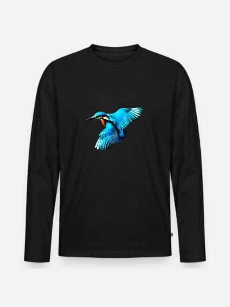 kingfisher - Men's Premium Organic Long Sleeve Shirt - black