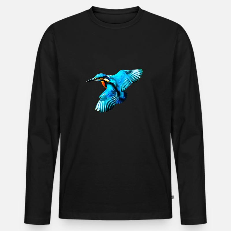 Eisvogel - Männer Premium Bio Langarmshirt - Schwarz