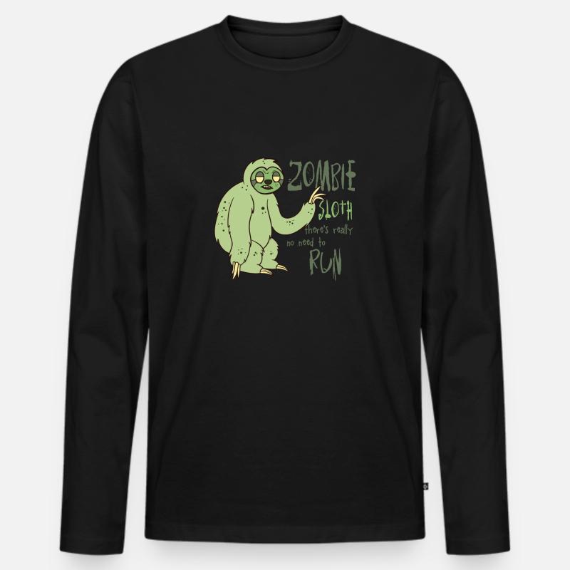 zombie sloth - Männer Premium Bio Langarmshirt - Schwarz