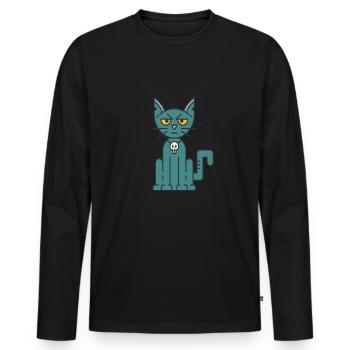 Chat Chat Britannique Shorthair Maine Coon Cadeau - T-shirt manches longues Premium bio Homme - noir - Devant - Nico (187cm)