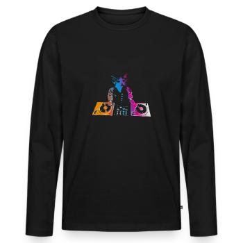 DJ CAT - Men's Premium Organic Long Sleeve Shirt - black - Front - Nico (187cm)