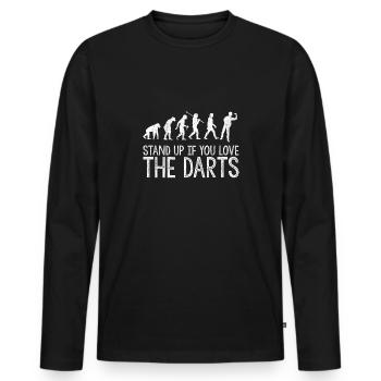 Dart Evolution Geschenk | Dartspieler Dartfan - Männer Premium Bio Langarmshirt - Schwarz - Vorne - Nico (187cm)