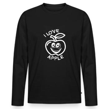 I love apples - Men's Premium Organic Long Sleeve Shirt - black - Front - Nico (187cm)