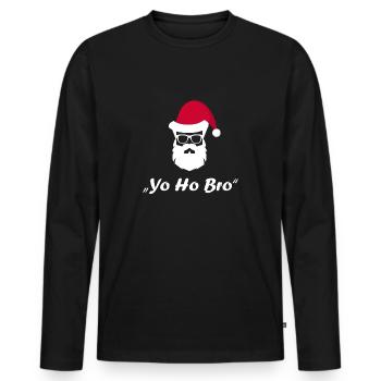 Yo Ho Bro - Cool modern hip Christmas shirt - Men's Premium Organic Long Sleeve Shirt - black - Front - Nico (187cm)
