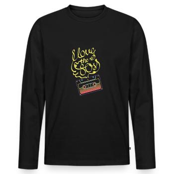 J'aime les années 80 - ruban adhésif - T-shirt manches longues Premium bio Homme - noir - Devant - Nico (187cm)