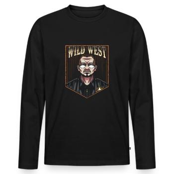 shérif - T-shirt manches longues Premium bio Homme - noir - Devant - Nico (187cm)