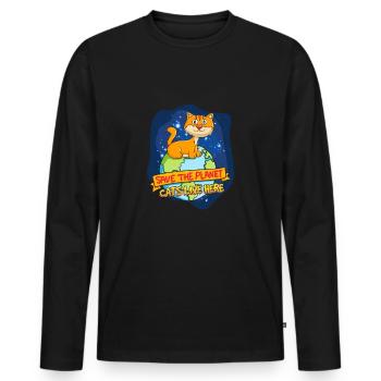 Kinder - Männer Premium Bio Langarmshirt - Schwarz - Vorne - Nico (187cm)
