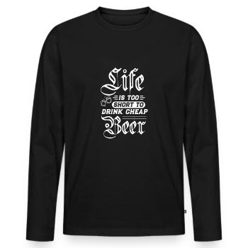 Bavière - T-shirt manches longues Premium bio Homme - noir - Devant - Nico (187cm)