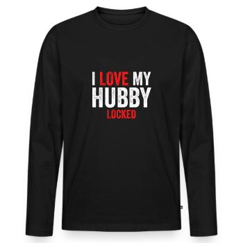 Ich liebe meinen Hubby gesperrt - Männer Premium Bio Langarmshirt - Schwarz - Vorne - Nico (187cm)